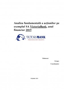 Analiza fundamentală a acțiunilor pe exemplul SA VictoriaBank, anul financiar 2019 - Pagina 1