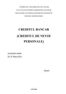 Creditul bancar de nevoi personale - Pagina 1