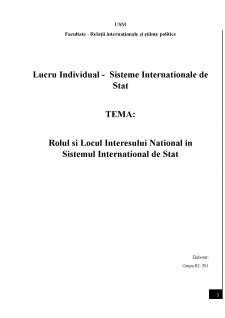 Rolul și locul interesului național în Sistemul Internațional de Stat - Pagina 1