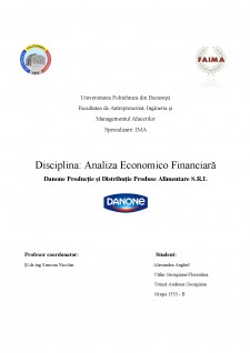 Analiza Economico Financiară Danone Productie si Distributie Produse Alimentare S.R.L - Pagina 1