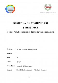 Rolul educației în dezvoltarea personalității - Pagina 1