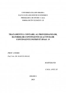 Tratamentul contabil al provizioanelor, datoriilor contingente și activelor contingente potrivit IPSAS 19 - Pagina 1
