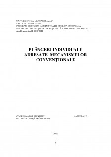 Plângeri individuale adresate mecanismelor convenționale - Pagina 1