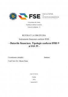 Datoriile financiare - Tipologie conform IFRS 9 și IAS 39 - Pagina 1