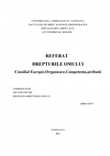 Consiliul Europei - Organizare, competență, atribuții - Pagina 1