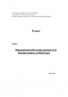 Managementul ariile marine protejate de la litoralul românesc al Mării Negre - Pagina 1