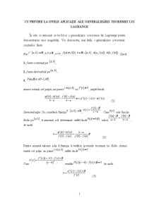 Aplicații ale Generalizării Teoremei lui Lagrange - Pagina 1