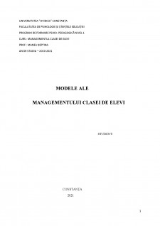Modele ale managementului clasei de elevi - Pagina 1