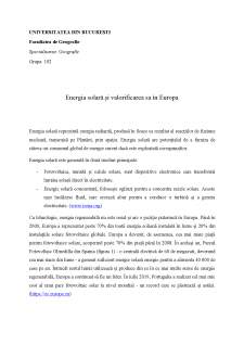 Energia solară și valorificarea sa în Europa - Pagina 1