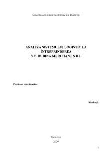 Analiza sistemului logistic la întreprinderea S.C. Rubina Merchant S.R.L - Pagina 1