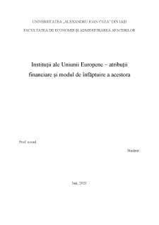 Instituții ale Uniunii Europene -  atribuții financiare și modul de înfăptuire a acestora - Pagina 1