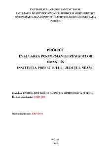 Evaluarea performanței resurselor umane în instituția prefectului - Județul Neamț - Pagina 1