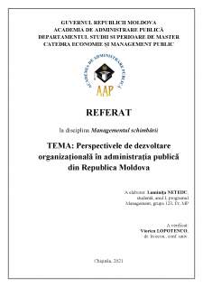 Perspectivele de dezvoltare organizațională în administrația publică din Republica Moldova - Pagina 1