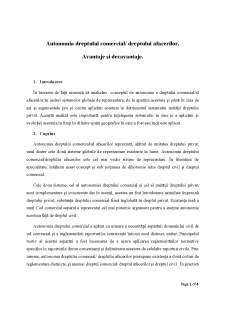 Autonomia dreptului comercial - dreptului afacerilor. Avantaje și dezavantaje - Pagina 1