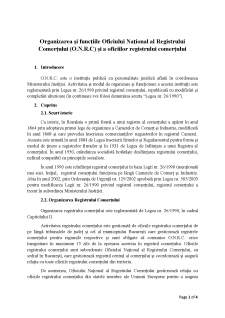 Organizarea și funcțiile Oficiului Național al Registrului Comerțului (O.N.R.C) și a oficiilor registrului comerțului - Pagina 1