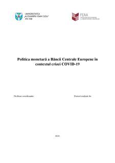 Politica monetară a Băncii Centrale Europene în contextul crizei COVID-19 - Pagina 1