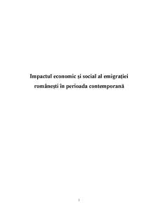 Impactul economic și social al emigrației românești în perioada contemporană - Pagina 1