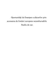 Oportunități de finanțare a afacerilor prin accesarea de fonduri europene nerambursabile. Studiu de caz - Pagina 1