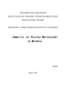 Domniile lui Nicolae Mavrocordat în Moldova - Pagina 1