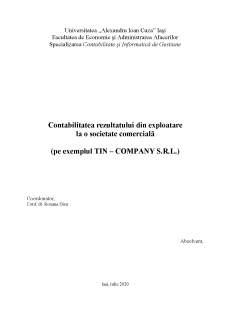 Contabilitatea rezultatului din exploatare la o societate comercială pe exemplul TIN - COMPANY SRL - Pagina 2