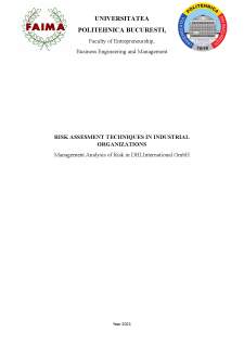 Risk assesment techniques in industrial organizations - Management Analysis of Risk in DHL International GmbH - Pagina 1