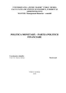 Politica monetară - partea politicii financiare - Pagina 1