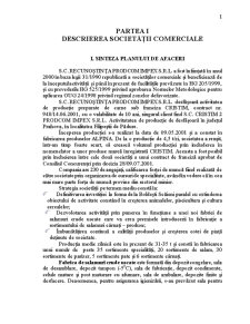 Plan de afacere SC Recunoștința Prodcom Impex SRL - Pagina 1