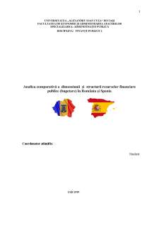 Analiza comparativă a dimensiunii și structurii resurselor financiare publice (bugetare) în România și Spania - Pagina 1