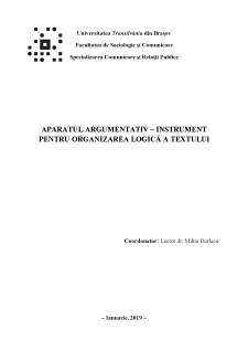 Aparatul argumentativ, instrument pentru organizarea textului - Pagina 1