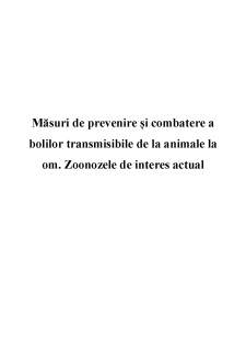 Măsuri de prevenire și combatere a bolilor transmisibile de la animale la om. Zoonozele de interes actual - Pagina 1
