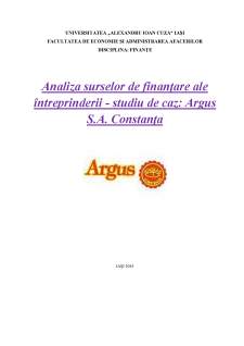 Analiza surselor de finanțare ale întreprinderii - studiu de caz Argus S.A. Constanța - Pagina 1