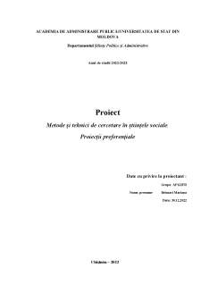 Metode și tehnici de cercetare în științele sociale - Proiecții preferențiale - Pagina 1