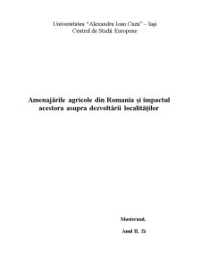 Amenajările Agricole din România și Impactul Acestora asupra Dezvoltării Localităților - Pagina 1