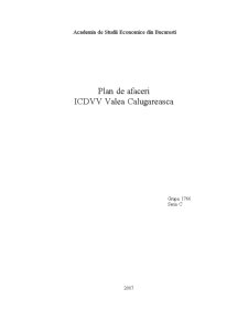 Plan de afaceri - ICDVV Valea Călugărească - Pagina 1