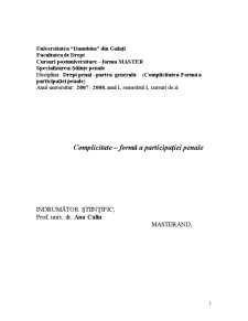 Complicitate - Formă a Participației Penale - Pagina 1