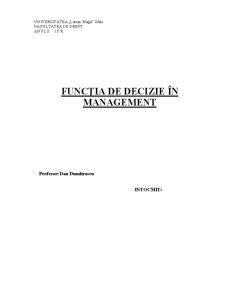 Funcția de Decizie în Management - Pagina 1