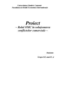 Rolul OMC în Soluționarea Conflictelor Comerciale - Pagina 1