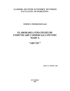 Elaborarea Strategiei de Comunicare Comercială pentru Marca Arctic - Pagina 1