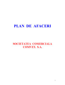 Plan de afaceri - Societatea Comercială Comvex SA - Pagina 1