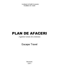 Plan de Afaceri - Escape Travel - Pagina 1