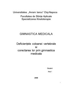 Gimnastica Medicala - Deficientele Coloanei Vertebrale si Corectarea Lor prin Gimnastica Medicala - Pagina 1
