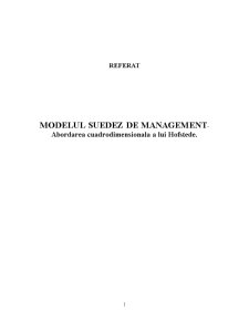 Modelul Suedez de Management - Abordarea Cuadrodimensionala a lui Hofstede - Pagina 1