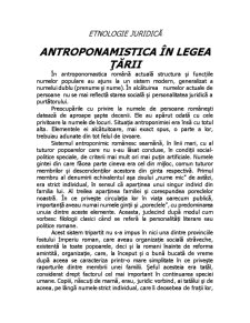 Etnologie Juridica - Antroponamistica in Legea Tarii - Pagina 1