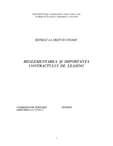 Reglementarea și Importanța Contractului de Leasing - Pagina 1