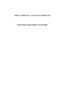 Drept comercial - societăți comerciale - grupurile de interes economic - Pagina 1