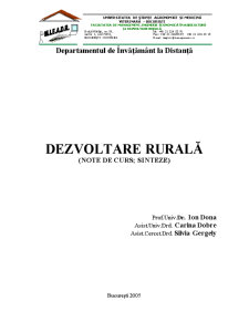 Dezvoltare rurală - note de curs, sinteze - Pagina 1