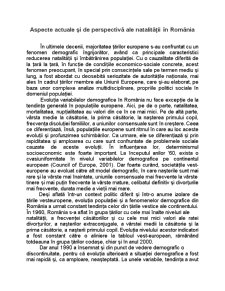 Aspecte Actuale și de Perspectivă ale Natalității în România - Pagina 1