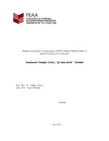 Studiu monografic liceu - gestiunea financiară a instituțiilor publice - Pagina 1