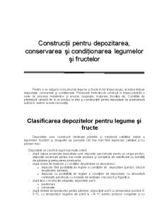 Constructii pentru Depozitarea, Conservarea si Conditionarea Legumelor si Fructelor - Pagina 1