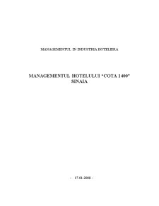 Managementul în industria hotelieră - managementul Hotelului Cota 1400 Sinaia - Pagina 1